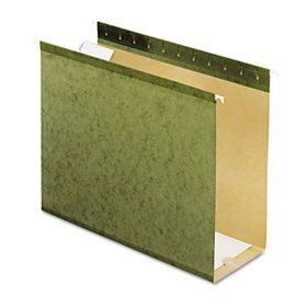 Reinforced 4"" Extra Capacity Hanging Folders, Letter, Standard Green, 25/Box