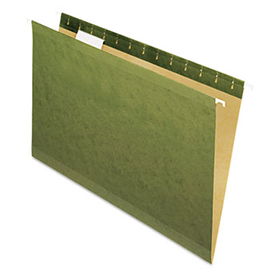 Reinforced Hanging Folders, No Tabs, Legal, Standard Green, 25/Box