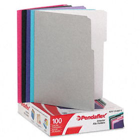 Interior File Folders, 1/3 Cut Top Tab, Letter, Pastel Assortment, 100/Box