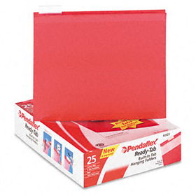 Ready-Tab Lift Tab Reinforced Hanging File Folders, 1/5 Tab, Letter, Red, 25/Boxpendaflex 
