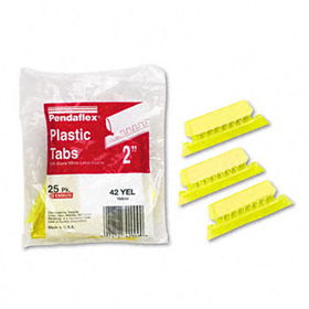 Hanging File Folder Tabs, 1/5 Tab, Two Inch, Yellow Tab/White Insert, 25/Packpendaflex 