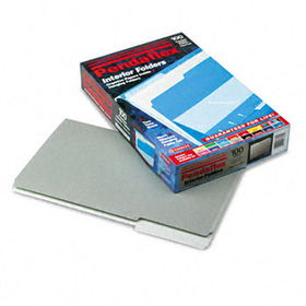 Interior File Folders, 1/3 Cut Top Tab, Legal, Gray, 100/Box