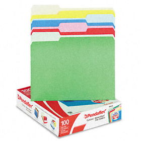 CutLess/WaterShed File Folders, 1/3 Cut Top Tab, Letter, Assorted, 100/Boxpendaflex 