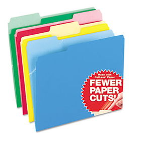 CutLess File Folders, 1/3 Cut Top Tab, Letter, Assorted, 100/Boxpendaflex 