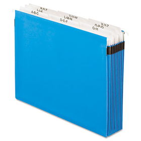 Nine Section, 5 1/4 Inch Expansion Hanging File, Tabs and Labels, Letter, Blue