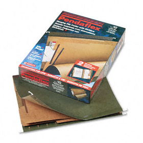 SureHook Reinforced Hanging Folder, 2 Dividers, Letter, Standard Green, 10/Boxpendaflex 