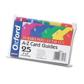 Card Guides, Alpha, 1/5 Tab, Polypropylene, 3 x 5, 25/Setoxford 