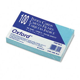 Unruled Index Cards, 3 x 5, Blue, 100/Packoxford 