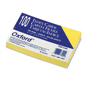Unruled Index Cards, 3 x 5, Canary, 100/Packoxford 