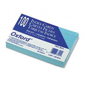 Ruled Index Cards, 3 x 5, Blue, 100/Packoxford 