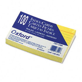 Ruled Index Cards, 3 x 5, Canary, 100/Packoxford 