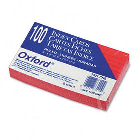 Ruled Index Cards, 3 x 5, Cherry, 100/Packoxford 