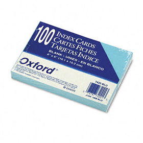 Unruled Index Cards, 4 x 6, Blue, 100/Packoxford 
