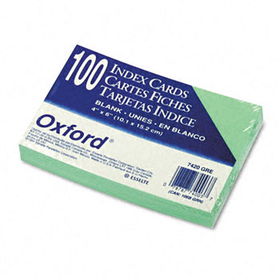 Unruled Index Cards, 4 x 6, Green, 100/Packoxford 
