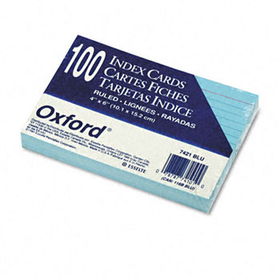 Ruled Index Cards, 4 x 6, Blue, 100/Packoxford 