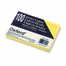 Ruled Index Cards, 4 x 6, Canary, 100/Packoxford 