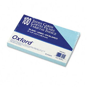 Unruled Index Cards, 5 x 8, Blue, 100/Packoxford 