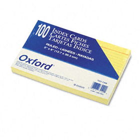 Ruled Index Cards, 5 x 8, Canary, 100/Packoxford 