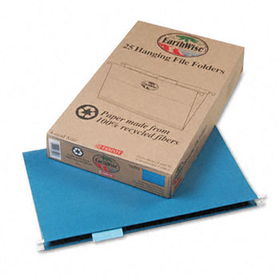 Earthwise Recycled Paper Hanging Folders, Legal, Blue, 25/Box