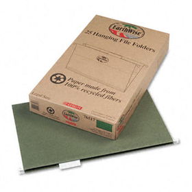 Earthwise Recycled Paper Hanging Folders, Legal, Green, 25/Box