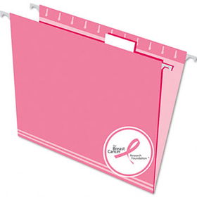 Hanging File Folders, 1/5 Tab, Letter, Pink, 25/Box