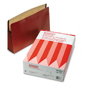 Premium Reinforced 3 1/2"" Expansion File Pocket, Red Fiber, Legal, 10/Box
