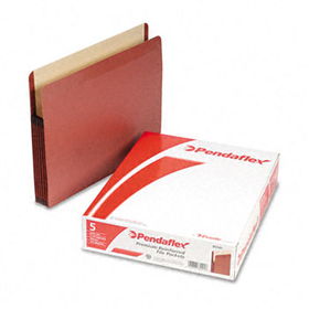 Premium Reinforced 5 1/4"" Expansion File Pocket, Red Fiber, Letter, 5/Box