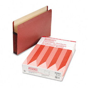 Premium Reinforced 5 1/4"" Expansion File Pocket, Red Fiber, Legal, 5/Box