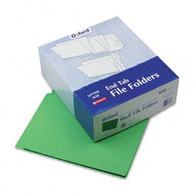 Reinforced End Tab Folders, Two Ply Tab, Letter, Green,  100/Box
