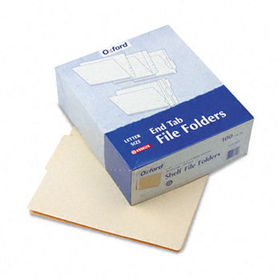 End Tab Folders, 4"" Tab, Two Ply, Letter, Manila, 100/Box