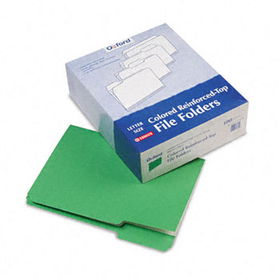 Reinforced Top Tab File Folders, 1/3 Cut, Letter, Green, 100/Box
