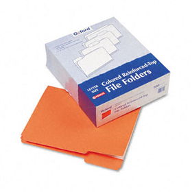 Reinforced Top Tab File Folders, 1/3 Cut, Letter, Orange, 100/Box