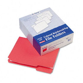 Reinforced Top Tab File Folders, 1/3 Cut, Letter, Red, 100/Box