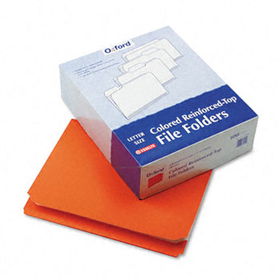 Reinforced Top Tab File Folders, Straight Cut, Letter, Orange, 100/Box