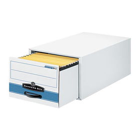 Stor/Drawer Steel Plus Storage Box, Legal, White/Blue, 6/Cartonbankers 