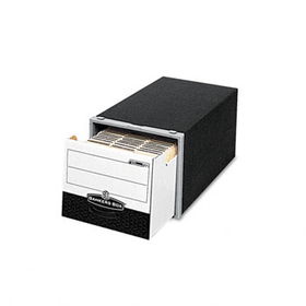 Super Stor/Drawer File Storage Box, Letter, Steel/Plastic, Black/White, 6/Cartonbankers 