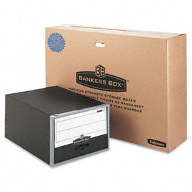 Super Stor/Drawer File Storage Box, Legal, Steel/Plastic, Black/White, 6/Cartonbankers 