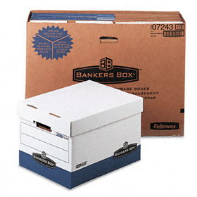 R-Kive Max Storage Box, Letter/Legal, Locking Lid, White/Blue, 12/Cartonbankers 