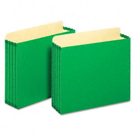 3 1/2 Inch Expansion File Pockets, Straight, Letter, Green, 10/Box