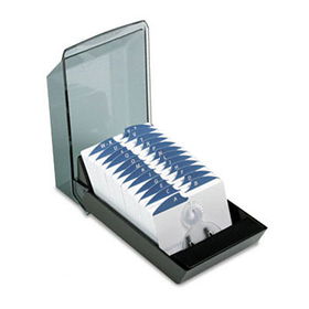 Covered Tray Card File w/24 A-Z Guides Holds 500 2 1/4 x 4 Cards, Blackrolodex 