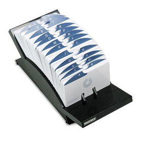 RolodexTM 67022 - V-Glide Adjustable Plastic Card File Holds 500 2-1/4 x 4 Cards, Black