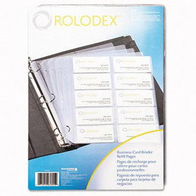 RolodexTM 67695 - Business Card Binder Refill Pages, 20 Cards per Letter Page, Clear, Five Pages