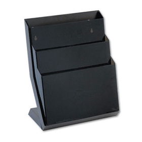 Three-Pocket Desktop Stand, Plastic, 13 1/4 x 7 1/8 x 16, Smoke