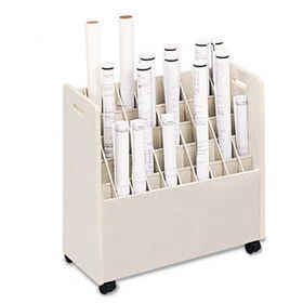 Laminate Mobile Roll Files, 50 Compartments, 30-1/4w x 15-3/4d x 29-1/4h, Putty