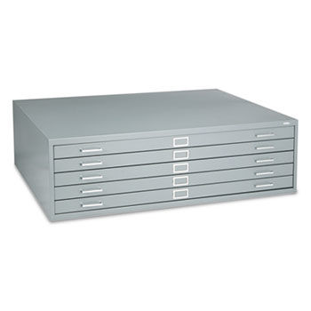 Five-Drawer Steel Flat File, 53-1/2w x 41-1/2d x 16-1/2h, Gray