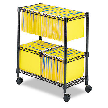 Two-Tier Rolling File Cart, 25-3/4w x 14d x 29-3/4h, Black