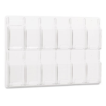 Reveal Clear Literature Displays, 12 Compartments, 30 w x 2d x 20-1/2h, Clearsafco 