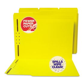 S J Paper S11542 - Water/Cut-Resistant Folder, Two Fasteners, 1/3 Top Tab, Letter, Yellow, 50/Boxpaper 