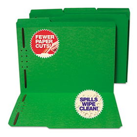 S J Paper S11544 - Water/Cut-Resistant Folder, Two Fasteners, 1/3 Top Tab, Letter, Green, 50/Boxpaper 