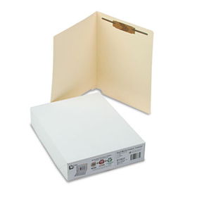 S J Paper S13631 - Water/Paper Cut-Resistant Folder, One Fastener, End Tab, Letter, Manila, 50/Box